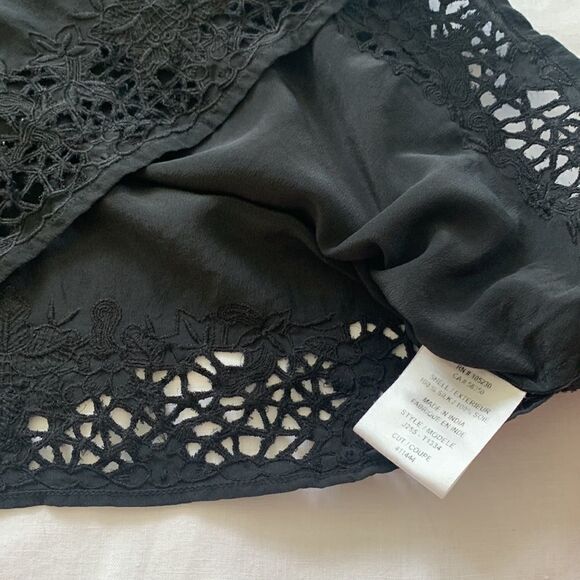 Joie 100% silk black boho casual swing lace, eyelet embroidered, size M - Picture 12 of 16